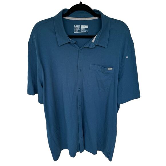 MEN’S 5.11 TACTICAL VENTURE SHORT SLEEVE BUTTON UP SHIRT BLUE SIZE XL - Picture 2 of 9